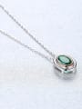thumb 925 Sterling Silver Emerald Green Simple square pendant Necklace 3