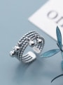 thumb 925 Sterling Silver   Retro Multilayer Twist Glossy Beads Free Size Ring 0