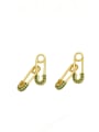 thumb Brass Cubic Zirconia Geometric Pin Cute Huggie Earring 3
