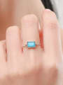 thumb 925 Sterling Silver Turquoise Geometric Vintage Bead Ring 1