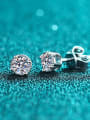 thumb Sterling Silver Moissanite Round Dainty Stud Earring 3