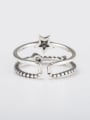 thumb 925 Sterling Silver Rhinestone Star Vintage Stackable Ring 2