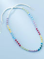 thumb 925 Sterling Silver Bead Multi Color Round Minimalist Necklace 0