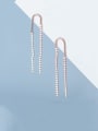 thumb 925 Sterling Silver With Cubic Zirconia Minimalist U-shaped  Threader Earrings 0