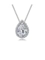 thumb 925 Sterling Silver Cubic Zirconia Water Drop Classic Necklace 0