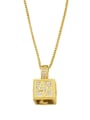 thumb Brass Cubic Zirconia Star Vintage Square Pendant Necklace 3