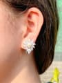 thumb Brass Cubic Zirconia Flower Luxury Clip Earring 2