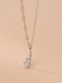 thumb 925 Sterling Silver Cubic Zirconia Hook Minimalist Necklace 2