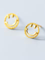 thumb 925 Sterling Silver  Minimalist  Simple golden smiley Stud Earring 0