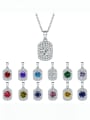 thumb 925 Sterling Silver Birthstone Geometric Dainty Necklace 0