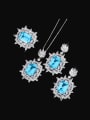 thumb Brass Cubic Zirconia Luxury Geometric  Earring Ring and Necklace Set 0
