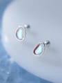thumb 925 Sterling Silver Opal Water Drop Minimalist Stud Earring 1