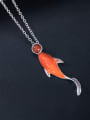 thumb 925 Sterling Silver Carnelian  Minimalist Fish Pendant Necklace 0