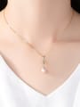 thumb 925 Sterling Silver  3A Zicon Freshwater Pearl Geometric Pendant Necklace 1