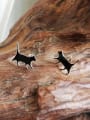 thumb 925 Sterling Silver Smooth Cat Cute Stud Earring 0