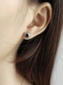 thumb 925 Sterling Silver Black Enamel Geometric Vintage Stud Earring 2