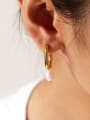thumb Titanium Steel Imitation Pearl Geometric Minimalist Huggie Earring 1