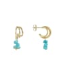thumb Brass Turquoise Irregular Minimalist Drop Earring 2