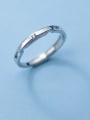 thumb 925 Sterling Silver Rhinestone Geometric Minimalist Couple Ring 0