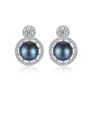thumb 925 Sterling Silver Freshwater Pearl White Round Luxury Stud Earring 0