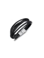 thumb Titanium Steel Artificial Leather Weave Hip Hop Strand Bracelet 0