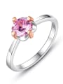 thumb 925 Sterling Silver Round Pink Cubic Zirconia minimalist boutique fashion Band Ring 0