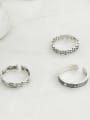 thumb Vintage Sterling Silver With Platinum Plated Simple Retro Round Free Size Rings 0
