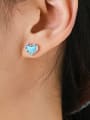 thumb 925 Sterling Silver Opal Heart Minimalist Stud Earring 1