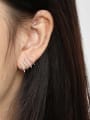 thumb 925 Sterling Silver Rhinestone Geometric Dainty Clip Earring 2