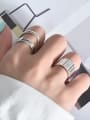 thumb 925 Sterling Silver Geometric Retro double line Stackable Ring 2