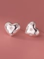 thumb 925 Sterling Silver Rhinestone Heart Minimalist Stud Earring 2