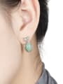thumb 925 Sterling Silver Natural Stone Geometric Vintage Drop Earring 1