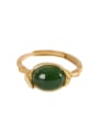 thumb 925 Sterling Silver Jade Oval Vintage Band Ring 0