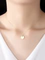 thumb 925 sterling silver simple fashion Smooth Round Pendant Necklace 1