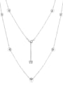thumb 925 Sterling Silver Cubic Zirconia Geometric Multi Strand Necklace 1