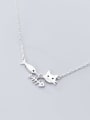 thumb 925 Sterling Silver Fashion cute cat fish pendant Necklace 2