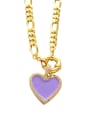 thumb Brass Cubic Zirconia Enamel Heart Vintage  Hollow Chain Necklace 3