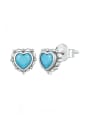 thumb 925 Sterling Silver Turquoise Heart Trend Huggie Earring 0