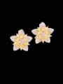 thumb Brass Cubic Zirconia Flower Trend Stud Earring 2