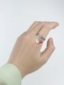 thumb Vintage  Sterling Silver With Antique Silver Plated Vintage  Garnet Round Free Size  Rings 0
