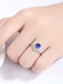 thumb 925 Sterling Silver Cubic Zirconia Blue Heart Trend Band Ring 1