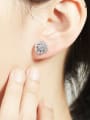 thumb 925 Sterling Silver Cubic Zirconia Flower Classic Stud Earring 1