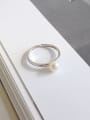 thumb 925 Sterling Silver Round Imitation Pearl   Minimalist Free Size Band Ring 3