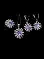 thumb Brass Cubic Zirconia Luxury Flower  Earring Ring and Necklace Set 3