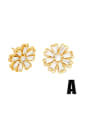 thumb Brass Cubic Zirconia Flower Minimalist Stud Earring 3