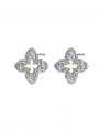 thumb 925 Sterling Silver Clover Dainty Stud Earring 0