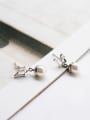 thumb 925 Sterling Silver Imitation Pearl White Bowknot Vintage Stud Earring 1