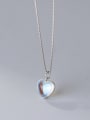 thumb 925 Sterling Silver Lampwork Stone Heart Minimalist Necklace 3