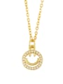 thumb Brass Cubic Zirconia Hollow Smiley Hip Hop Necklace 2