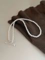 thumb 925 Sterling Silver Freshwater Pearl Irregular Hip Hop Beaded Necklace 0